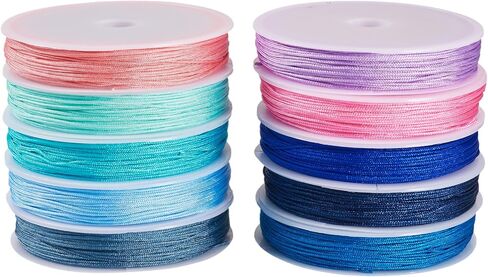 Cheriswelry 10 Rolls 0.8mm Braided Beading Cord Chinese Knotting Rattail Macrame Thread String for Bracelet Kumihimo Wrapping Supplies DIY Jewelry Making 10.94Yds/Roll in Saudi Arabia
