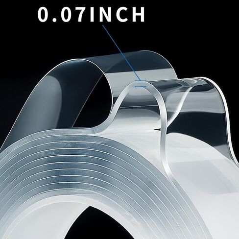 شريط نانو مزدوج من جانب نانو ، 1.2''x120 '' (10 قدم) شريط تثبيت شفاف ، شريط جدار قابل لإعادة الاستخدام لاصق قوي للمنزل ، المكتب ، السجاد ، السجاد و DIY ، 3Rolls in Kuwait