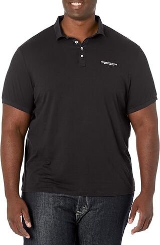 A|X Armani Exchange Men's Short Sleeve Contrast Logo Jersey Polo, Navy, XXL in Saudi Arabia