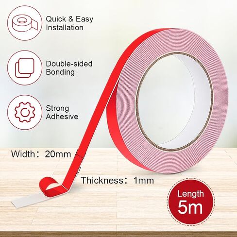 Upgraded Double Sided Tape Heavy Duty, Extra Thick 0.08 in Foam Tape Strong Adhesive Mounting Tape Waterproof for Picture Hanging Strips Carpet Tape for LED Strip Light Indoor and Outdoor in Kuwait