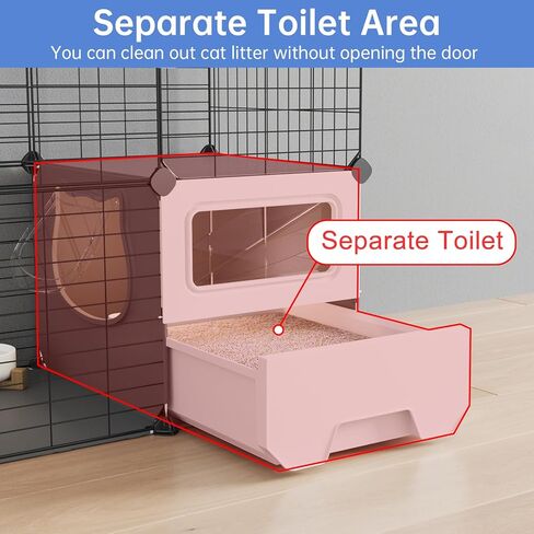 قفص قطط من Oneluck داخلي مع صندوق فضلات، 3 طبقات DIY، قفص لعب للقطط، سلك معدني قابل للفصل، مكان كبير للتمرين، مثالي لقطط 1-2 in Kuwait
