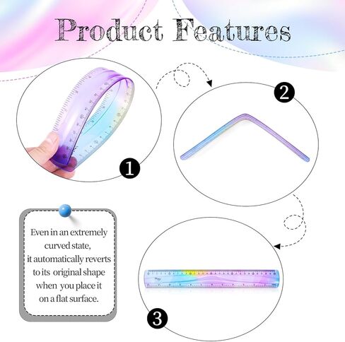 4 أجهزة كمبيوتر ناعمة قابلة للانحناء مسطرة مرنة مرنة مقاومة للانحناء القابلة للطي على التوالي حكام ألوان متدرجون مع سنتيمترات للبالغين لوازم المكاتب المنزلية للبالغين الفصول الدراسية in Kuwait