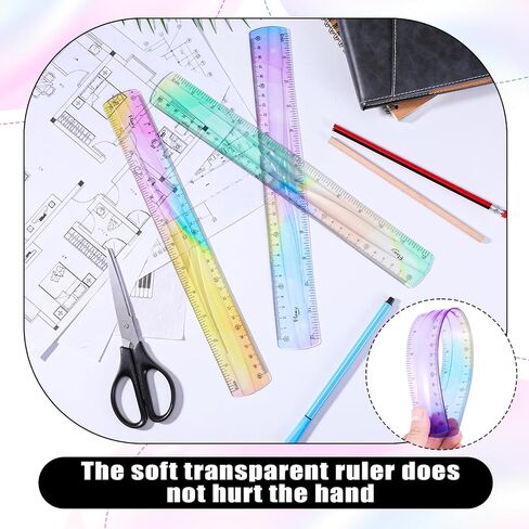 4 أجهزة كمبيوتر ناعمة قابلة للانحناء مسطرة مرنة مرنة مقاومة للانحناء القابلة للطي على التوالي حكام ألوان متدرجون مع سنتيمترات للبالغين لوازم المكاتب المنزلية للبالغين الفصول الدراسية in Kuwait