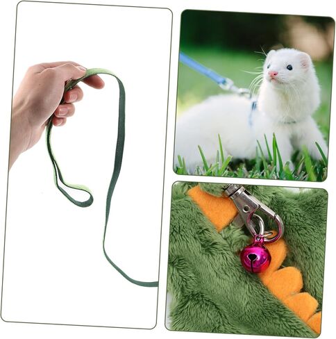VICASKY Dinosaur PET Harness Random Color Bell Wear-Resistant Ferret Leash Harness Cartoon Design for Small Pets for Walking and Outdoor Use in Saudi Arabia