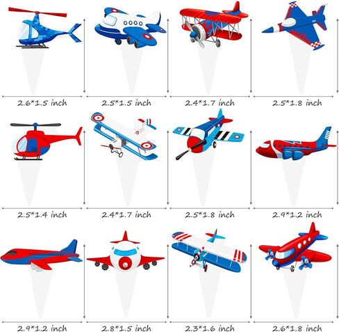 Airplane Cupcake Toppers Airplane Birthday Party Decorations 48PCS Plane Cupcake Picks Aircraft Helicopter Cake Decor for Aviation Theme Pilot Baby Shower Birthday Party Supplies in Saudi Arabia