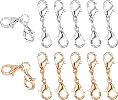 12pcs مزدوج جراد البحر المشبك موسع الفضة الذهب جراد البحر المشبكات موسع موصل الموصل الموصل المشبك مجوهرات وإغلاق لصنع المجوهرات DIY in Saudi Arabia