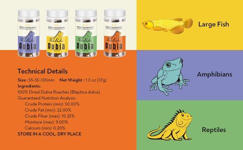 صراخ Dubia Driding Dried -Edenpaws - البروتين العالي ، وحشرات التغذية الطبيعية بنسبة 100 ٪ للزواحف ، والبرمائيات ، والأسماك الكبيرة - 1.3 أوقية (37 جم) in Saudi Arabia