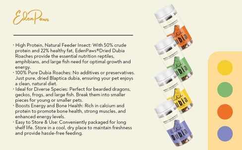 صراخ Dubia Driding Dried -Edenpaws - البروتين العالي ، وحشرات التغذية الطبيعية بنسبة 100 ٪ للزواحف ، والبرمائيات ، والأسماك الكبيرة - 1.3 أوقية (37 جم) in Saudi Arabia