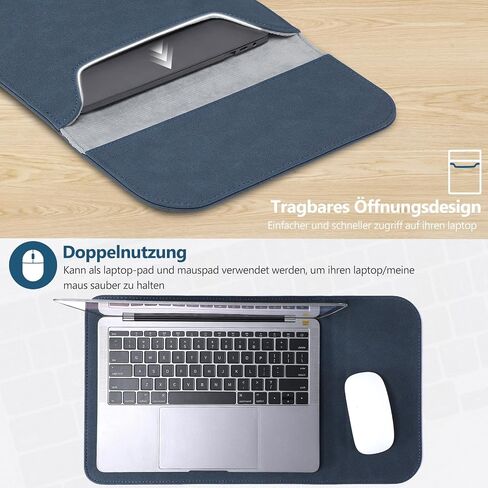HYZUO 13.3-14 Inch Laptop Sleeve for MacBook Pro 14 M4/M3/M2/M1 Pro/Max A3401 A3185 2025-2021, MacBook Air 13 2017-2012, 13.5-13.8 Surface Laptop, Faux Suede Leather Case with Pouch, Midnight Green in Saudi Arabia