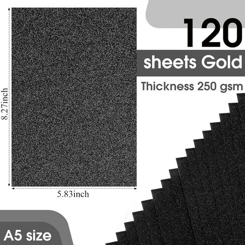 Taobary 120 Sheets A5 Colorful Glitter Cardstock ، لا سفك بطاقة الورق اللامعة اللامعة 250 GSM ، ورقة سباركلي للفنون الحرف اليقفية تصنيع بطاقة DIY in Saudi Arabia