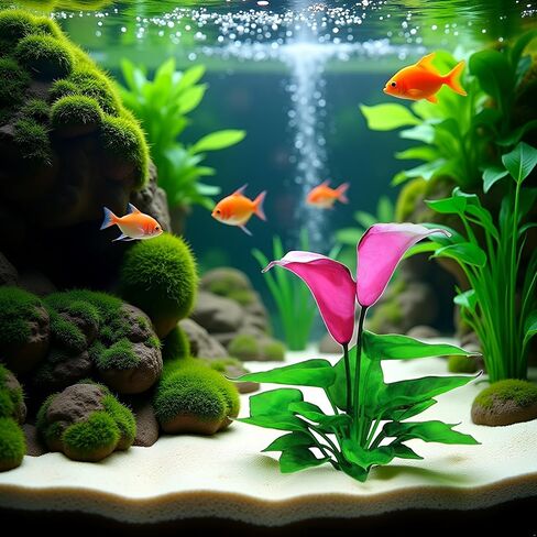 Artificial Aquarium Plants,Flower Aquarium Decoration Artificial Aquatic Plant Waterweed Craft Silk Plastic Plants,Artificial Fish Tank Decorations,Used for Household and Office Simulation Hydroponic in Kuwait