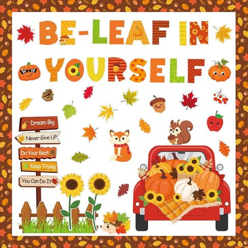 yquqwn 70 PCS درس الخريف ، زخارف Board Bulletin Be Leaf في نفسك ، لوحات نقاط الورق مع نقاط الغراء لزخارف الفصول الدراسية في المدرسة ، in Saudi Arabia