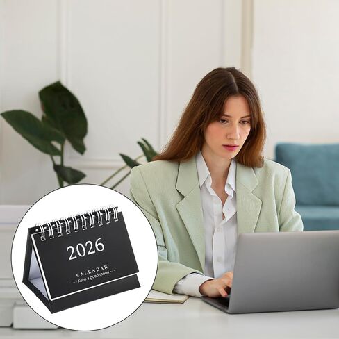 2 Pcs Small Desktop Calendar Mini Desk Calendar July 2025 to Dec 2026 Standing Flip Small Desk Calendars 250 GSM Thick Paper Twin-Wire Binding for Home or Office Black Green Festival Gifts in Saudi Arabia