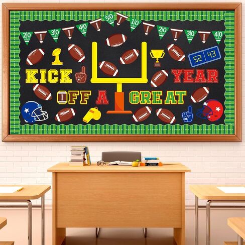 Whaline 86 Pcs Football Bulletin Board Decoration Kick Off A Great Year Paper Cutouts with 200 Pcs Glue Points for Sports Event Rugby Party Classroom in Saudi Arabia