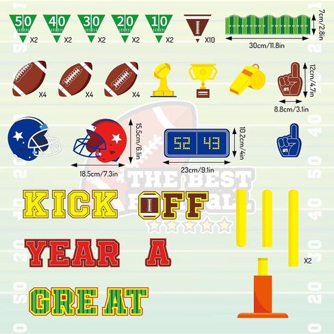 Whaline 86 Pcs Football Bulletin Board Decoration Kick Off A Great Year Paper Cutouts with 200 Pcs Glue Points for Sports Event Rugby Party Classroom in Saudi Arabia