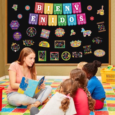 Pasimy 37 PCS Hispanic Month Month Bulletin Board Poard Set Spanish Devalivational Posters Bienvenidos Decor in Saudi Arabia