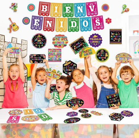 Pasimy 37 PCS Hispanic Month Month Bulletin Board Poard Set Spanish Devalivational Posters Bienvenidos Decor in Saudi Arabia