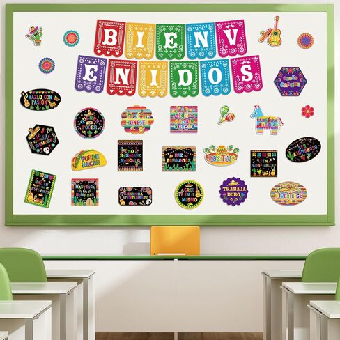 Pasimy 37 PCS Hispanic Month Month Bulletin Board Poard Set Spanish Devalivational Posters Bienvenidos Decor in Saudi Arabia