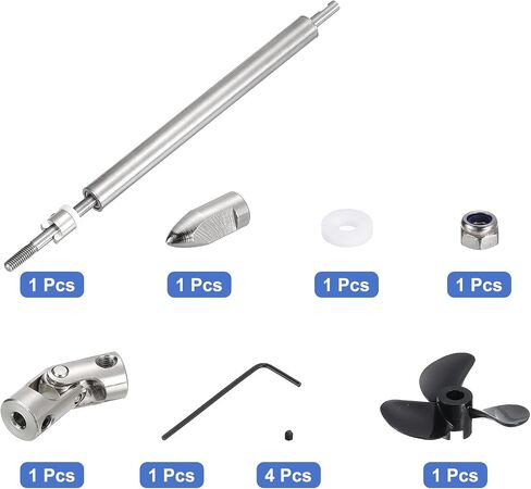 MECCANIXITY Drive Shaft W Propeller and Universal Joint for RC Boat Coupler Assemble Kit, L130mm Shaft, L80mm Sleeve, D36mm Three Propeller, Fit for 5 mm Motor Shaft in Saudi Arabia