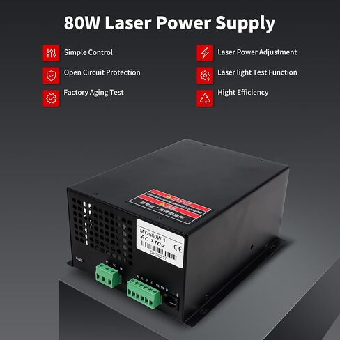 100W امدادات الطاقة ليزر 110 فولت لأنبوب ليزر 80W-120W ، مزود طاقة ليزر CO2 لآلة نقش وقطع بالليزر (100W) in Kuwait