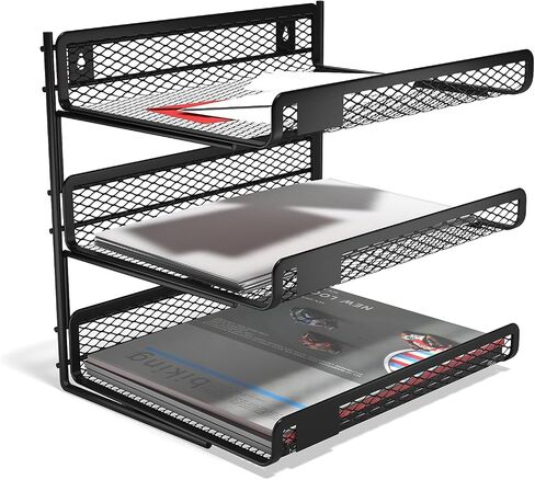 TRU RED Staples 3 Compartment Wire Mesh File Organizer, Matte Black, 2/Pack (TR57556-CCVS) in Saudi Arabia