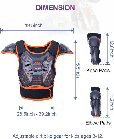 Kids Motorcycle Armor Suit Dirt Bike Gear - StarknightMT Youth Teen Motocross Riding Protector with Knee Elbow Arm Shoulder Protection Pad for Cycling Off-RoadRiding Skiing Skating in Kuwait