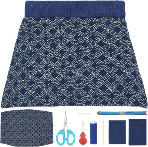 FREEBLOSS Sashiko Bag DIY Kit with Instructions Pre-Printed Fabric Sashiko Kit Embroidery Practice Project Japannese Traditional Embroidery with Cloth/Needles/Threads/Tools in Saudi Arabia