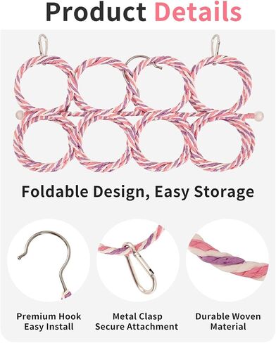 Bird Climbing Rope Net Toy, Parrot Climbing Ladder, Bird Cage Rope Swing, Suitable for Budgies, Cockatiels, Lovebirds, Hamsters, and Other Small to Medium-Sized Birds or Rodents (Random Color) (1 PCS) in Saudi Arabia