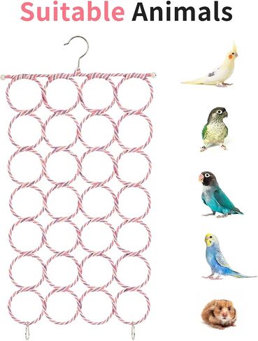 Bird Climbing Rope Net Toy, Parrot Climbing Ladder, Bird Cage Rope Swing, Suitable for Budgies, Cockatiels, Lovebirds, Hamsters, and Other Small to Medium-Sized Birds or Rodents (Random Color) (1 PCS) in Saudi Arabia