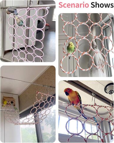 Bird Climbing Rope Net Toy, Parrot Climbing Ladder, Bird Cage Rope Swing, Suitable for Budgies, Cockatiels, Lovebirds, Hamsters, and Other Small to Medium-Sized Birds or Rodents (Random Color) (1 PCS) in Saudi Arabia