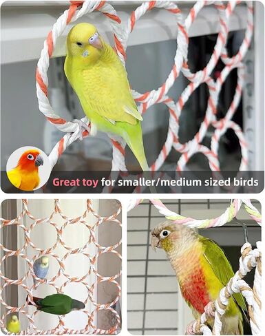 Bird Climbing Rope Net Toy, Parrot Climbing Ladder, Bird Cage Rope Swing, Suitable for Budgies, Cockatiels, Lovebirds, Hamsters, and Other Small to Medium-Sized Birds or Rodents (Random Color) (1 PCS) in Saudi Arabia