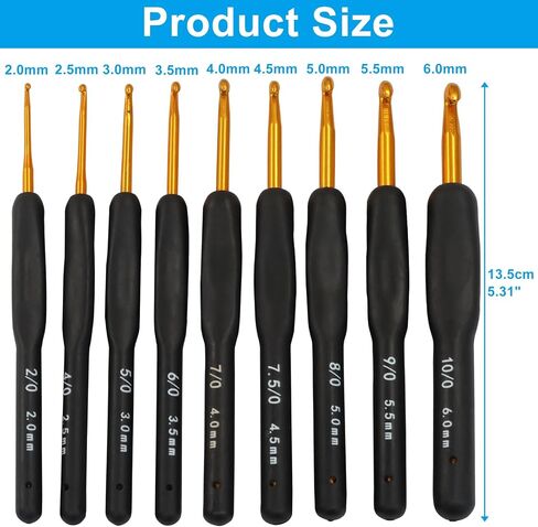Verkelly 8 PCS خطاف الكروشيه في Verkelly مع قبضة بلاستيكية غير قابلة للانزلاق ، أحجام 2.5 مم إلى 6 مم ، إبر كروشيه بلاستيكية لقبعات الكروشيه ، الأوشحة ، والبطانيات in Saudi Arabia
