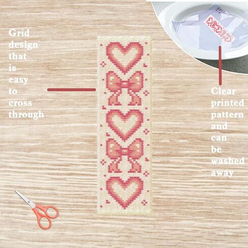 FreeBloss 6 Set Cross Stitch Lockmark Kit Stamped Cross Stitch Kit Pink Girl موضوع تطريز مع تعليمات للبالغين 8 ''*2.4 '' in Saudi Arabia
