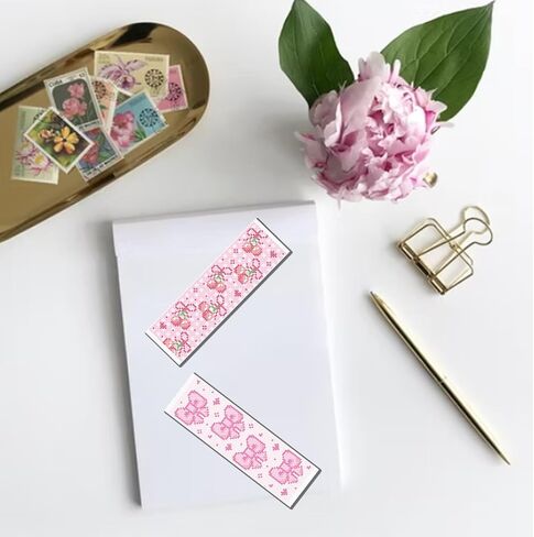 FreeBloss 6 Set Cross Stitch Lockmark Kit Stamped Cross Stitch Kit Pink Girl موضوع تطريز مع تعليمات للبالغين 8 ''*2.4 '' in Saudi Arabia