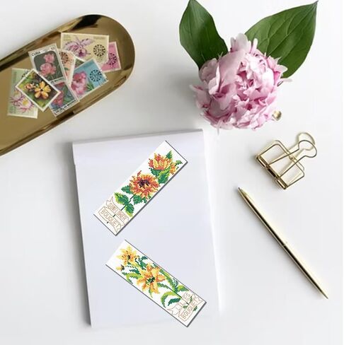 FreeBloss 6 Set Cross Stitch Borkmark Kits Ownusions Pattern Stamped Tembroidery Kit Stitch Stitch Book Book Marks Princed Cross Stitch Tet مع تعليمات للمبتدئين البالغين 8'x2.4 '' ' in Saudi Arabia