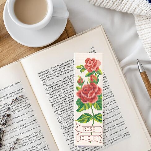 FreeBloss 6 Set Cross Stitch Borkmark Kits Ownusions Pattern Stamped Tembroidery Kit Stitch Stitch Book Book Marks Princed Cross Stitch Tet مع تعليمات للمبتدئين البالغين 8'x2.4 '' ' in Saudi Arabia