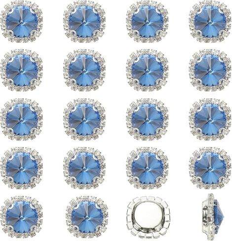 PATIKIL 32Pcs Rhinestone Buttons, Flatback Sew on Rhinestones with Crystals Glass Metal Base Claw Gems for Crafts Clothes Shoes Hats Bags, Red in Saudi Arabia