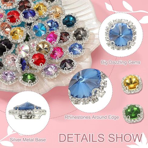 PATIKIL 32Pcs Rhinestone Buttons, Flatback Sew on Rhinestones with Crystals Glass Metal Base Claw Gems for Crafts Clothes Shoes Hats Bags, Red in Saudi Arabia