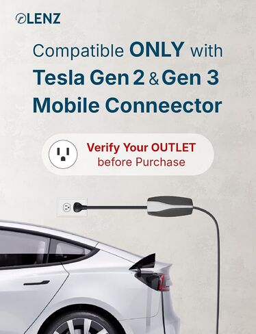 LENZ NEMA 06-20 Adapter for Tesla Gen 2 Mobile Portable Charger, Connect Tesla Mobile Charger to NEMA 06-20 240V Outlet at 16 Amp (06-20 Length 15.5") in Saudi Arabia