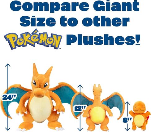 Pokemon 24 "Jumbo Charizard Barge Plush - مرخص رسميًا - شخصية التطور العملاقة Charmander - وسادة أصلية محشو لعبة الحيوانات للأطفال ، الأولاد ، الفتيات - 2+ in Saudi Arabia
