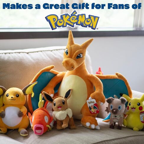 Pokemon 24 "Jumbo Charizard Barge Plush - مرخص رسميًا - شخصية التطور العملاقة Charmander - وسادة أصلية محشو لعبة الحيوانات للأطفال ، الأولاد ، الفتيات - 2+ in Saudi Arabia