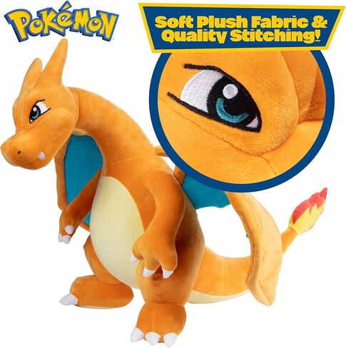 Pokemon 24 "Jumbo Charizard Barge Plush - مرخص رسميًا - شخصية التطور العملاقة Charmander - وسادة أصلية محشو لعبة الحيوانات للأطفال ، الأولاد ، الفتيات - 2+ in Saudi Arabia