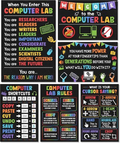 Lalunia 6 PCS Computer Science Classroom Poster (11x16) - ملصقات مختبر الكمبيوتر ، يزود المعلمون اختصارات الكمبيوتر الشخصي ، مخطط تعليم تقنية STEM ، فنية لوحة مفاتيح الكمبيوتر للأطفال ، العودة إلى هدايا المدرسة in Saudi Arabia