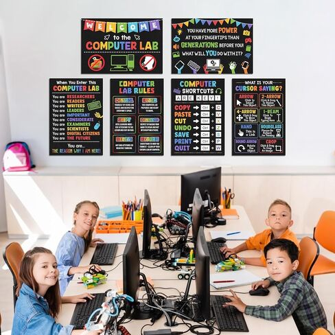 Lalunia 6 PCS Computer Science Classroom Poster (11x16) - ملصقات مختبر الكمبيوتر ، يزود المعلمون اختصارات الكمبيوتر الشخصي ، مخطط تعليم تقنية STEM ، فنية لوحة مفاتيح الكمبيوتر للأطفال ، العودة إلى هدايا المدرسة in Saudi Arabia