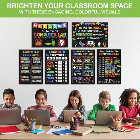 Lalunia 6 PCS Computer Science Classroom Poster (11x16) - ملصقات مختبر الكمبيوتر ، يزود المعلمون اختصارات الكمبيوتر الشخصي ، مخطط تعليم تقنية STEM ، فنية لوحة مفاتيح الكمبيوتر للأطفال ، العودة إلى هدايا المدرسة in Saudi Arabia