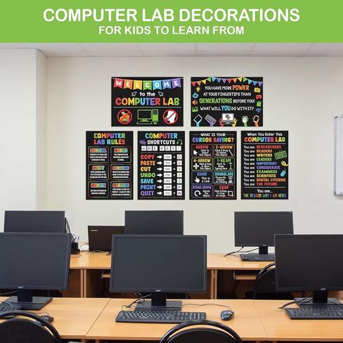 Lalunia 6 PCS Computer Science Classroom Poster (11x16) - ملصقات مختبر الكمبيوتر ، يزود المعلمون اختصارات الكمبيوتر الشخصي ، مخطط تعليم تقنية STEM ، فنية لوحة مفاتيح الكمبيوتر للأطفال ، العودة إلى هدايا المدرسة in Saudi Arabia