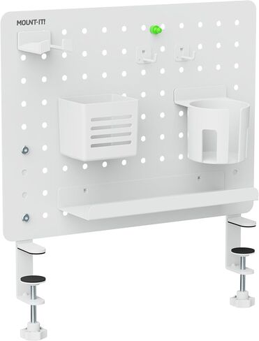 Mount-It! Clamp-On Pegboard Organizer | Adaptable Desk Storage for Home Office, Gaming & Crafting | Easily Organize Essentials with Shelf, Cup Holder & Hooks (Black) in Saudi Arabia