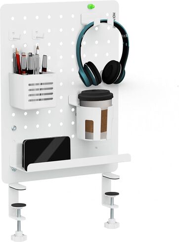 Mount-It! Clamp-On Pegboard Organizer | Adaptable Desk Storage for Home Office, Gaming & Crafting | Easily Organize Essentials with Shelf, Cup Holder & Hooks (Black) in Saudi Arabia