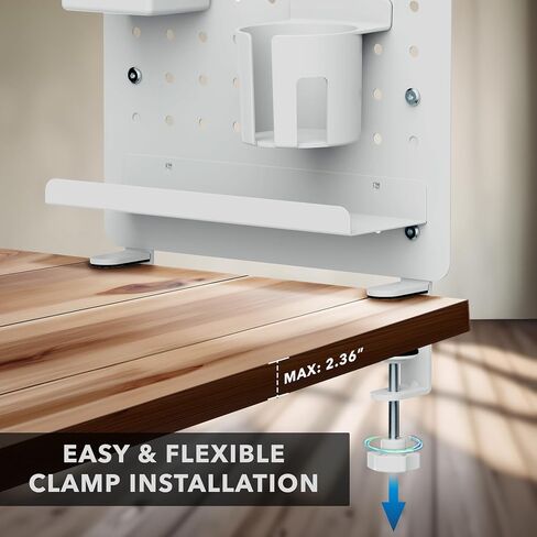 Mount-It! Clamp-On Pegboard Organizer | Adaptable Desk Storage for Home Office, Gaming & Crafting | Easily Organize Essentials with Shelf, Cup Holder & Hooks (Black) in Saudi Arabia