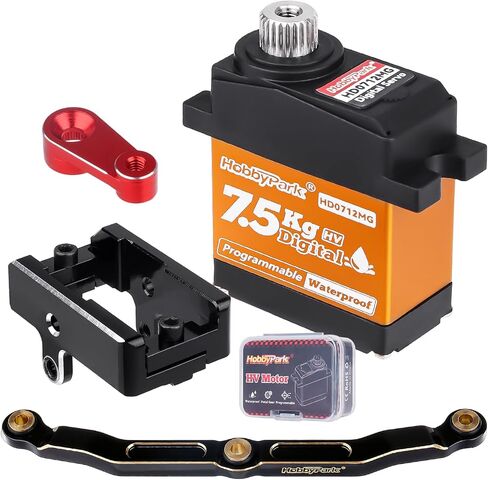 Hobbypark مقاوم للماء لـ Trx4M servo مع قوس جبل Servo و Arm Steering Servo ومجموعة الرابط التوجيه 7.5 كجم عزم الدوران العزم المعدني الرقمي المحرك ( in Saudi Arabia